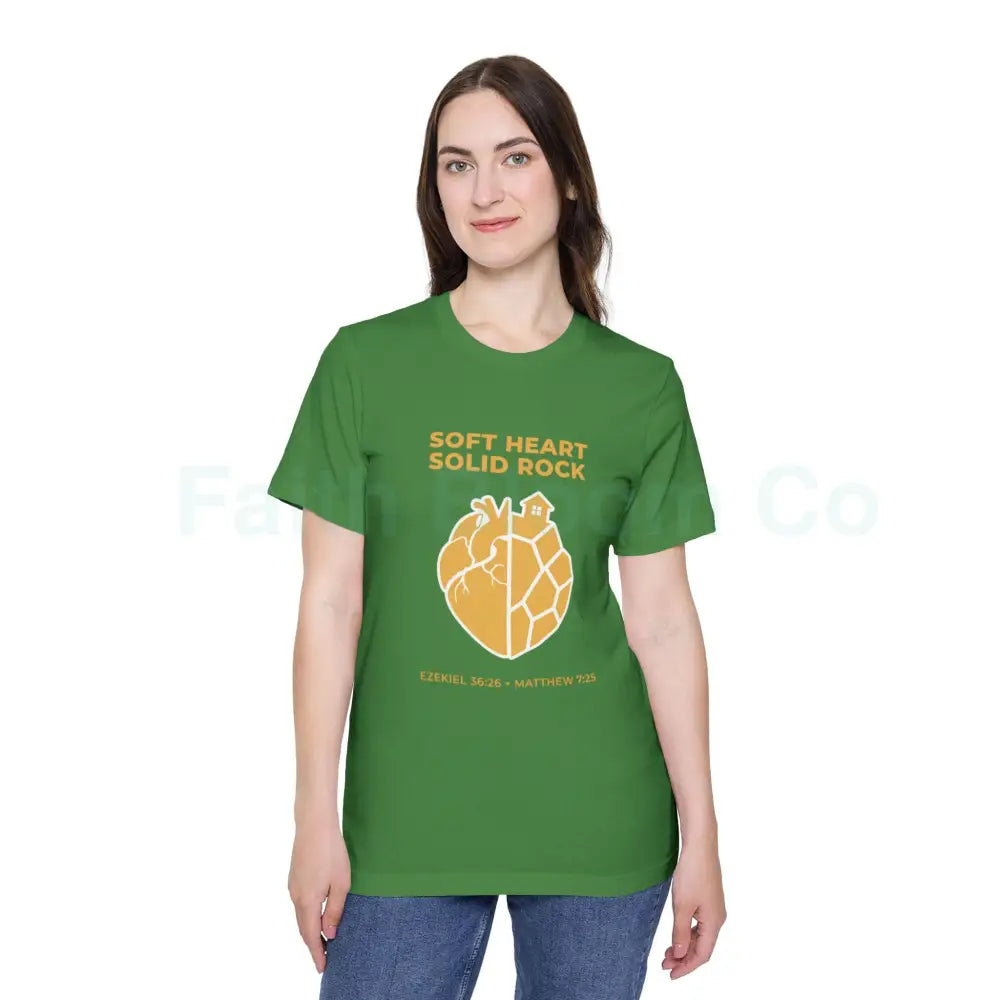 Soft Heart / Solid Rock Unisex T-Shirt Faith-Based Tee Christian Apparel Inspirational Gift Short-Sleeve Shirt USA-Made