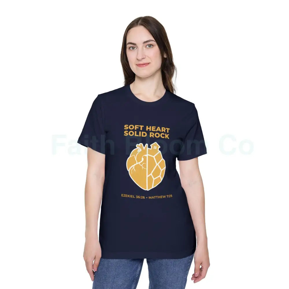 Soft Heart / Solid Rock Unisex T-Shirt Faith-Based Tee Christian Apparel Inspirational Gift Short-Sleeve Shirt USA-Made