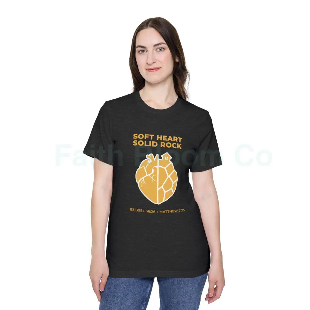 Soft Heart / Solid Rock Unisex T-Shirt Faith-Based Tee Christian Apparel Inspirational Gift Short-Sleeve Shirt USA-Made