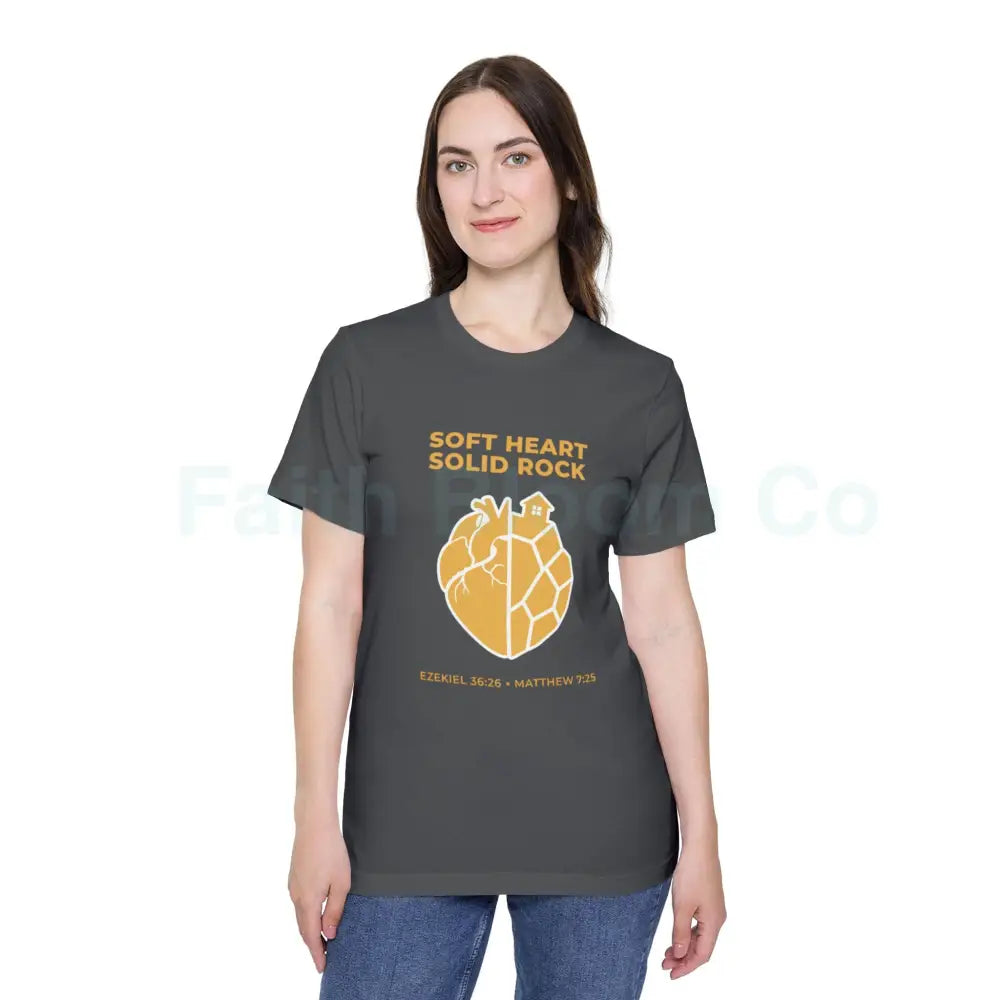 Soft Heart / Solid Rock Unisex T-Shirt Faith-Based Tee Christian Apparel Inspirational Gift Short-Sleeve Shirt USA-Made