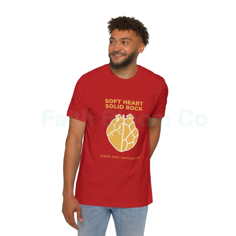 Soft Heart / Solid Rock Unisex T-Shirt Faith-Based Tee Christian Apparel Inspirational Gift Short-Sleeve Shirt USA-Made