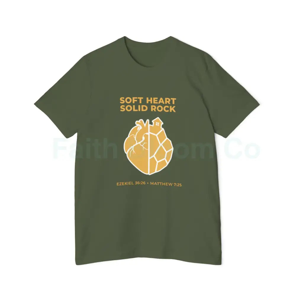 Soft Heart / Solid Rock Unisex T-Shirt Faith-Based Tee Christian Apparel Inspirational Gift Short-Sleeve Shirt USA-Made