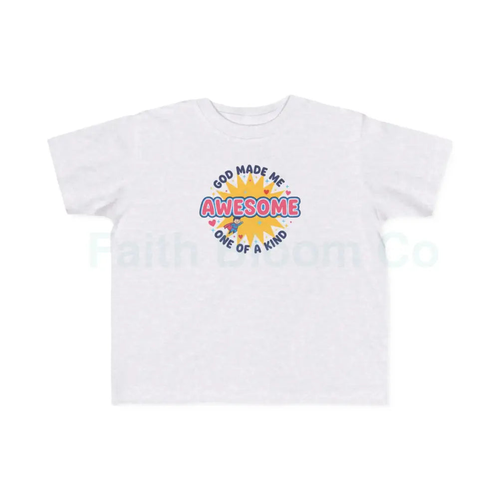 Toddler Graphic Tee - God Made Me Awesome Pop Art Design 2T / Ash Kids clothes