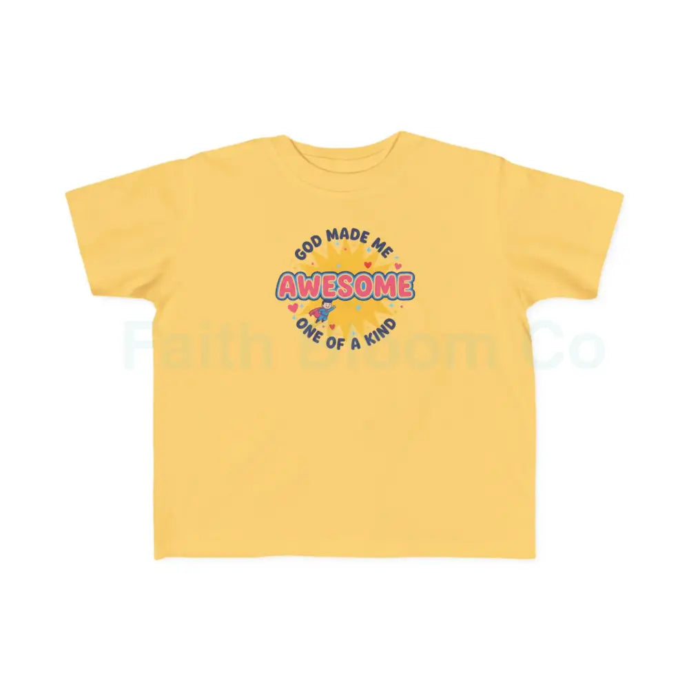 Toddler Graphic Tee - God Made Me Awesome Pop Art Design 2T / Butter Kids clothes