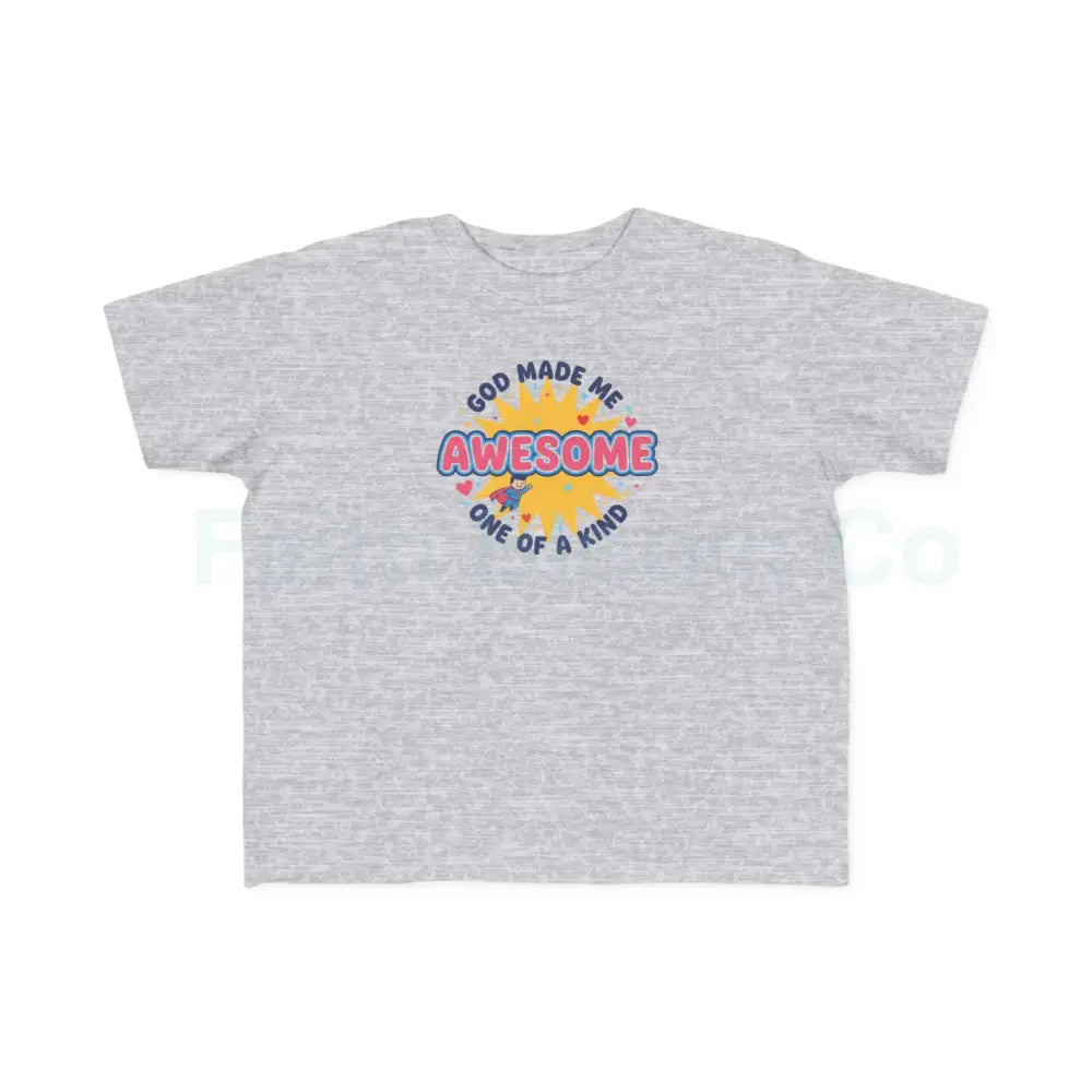Toddler Graphic Tee - God Made Me Awesome Pop Art Design 2T / Heather Kids clothes