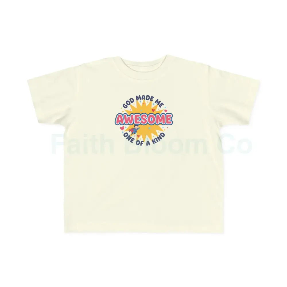 Toddler Graphic Tee - God Made Me Awesome Pop Art Design 2T / Natural Kids clothes