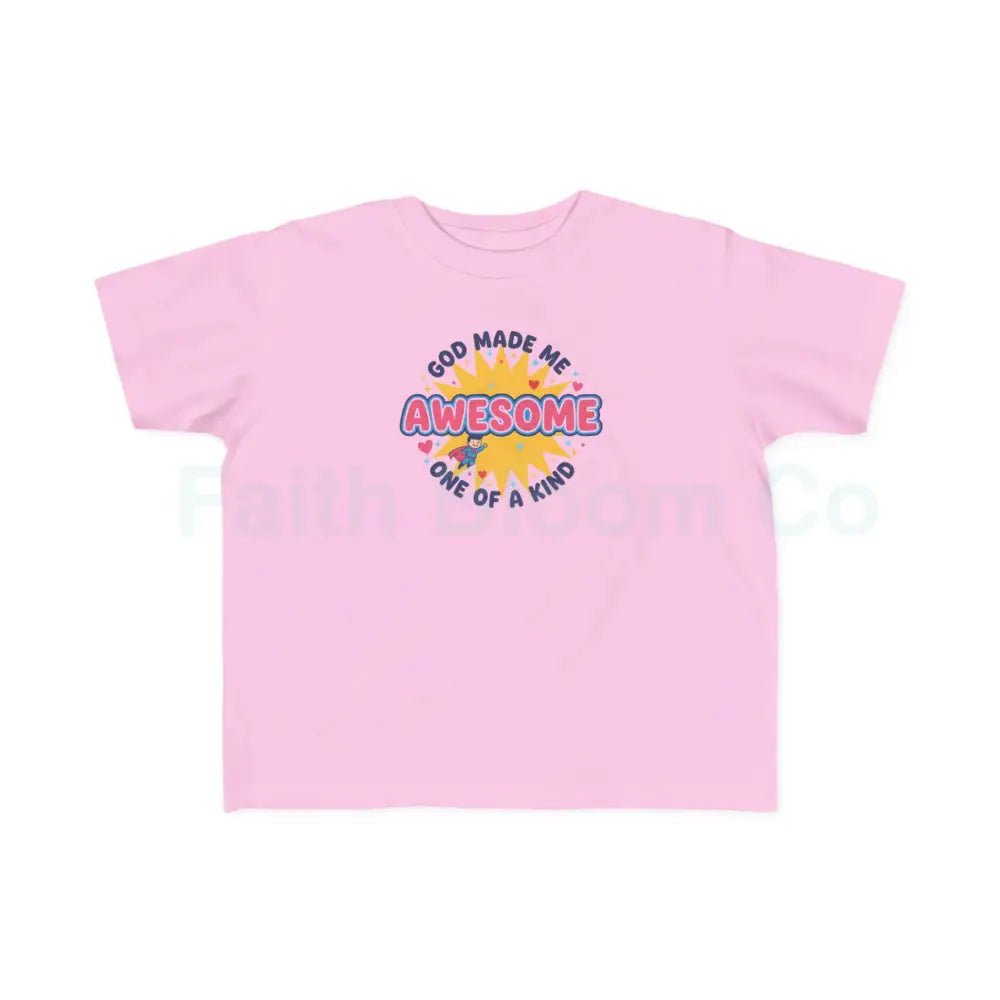 Toddler Graphic Tee - God Made Me Awesome Pop Art Design 2T / Pink Kids clothes