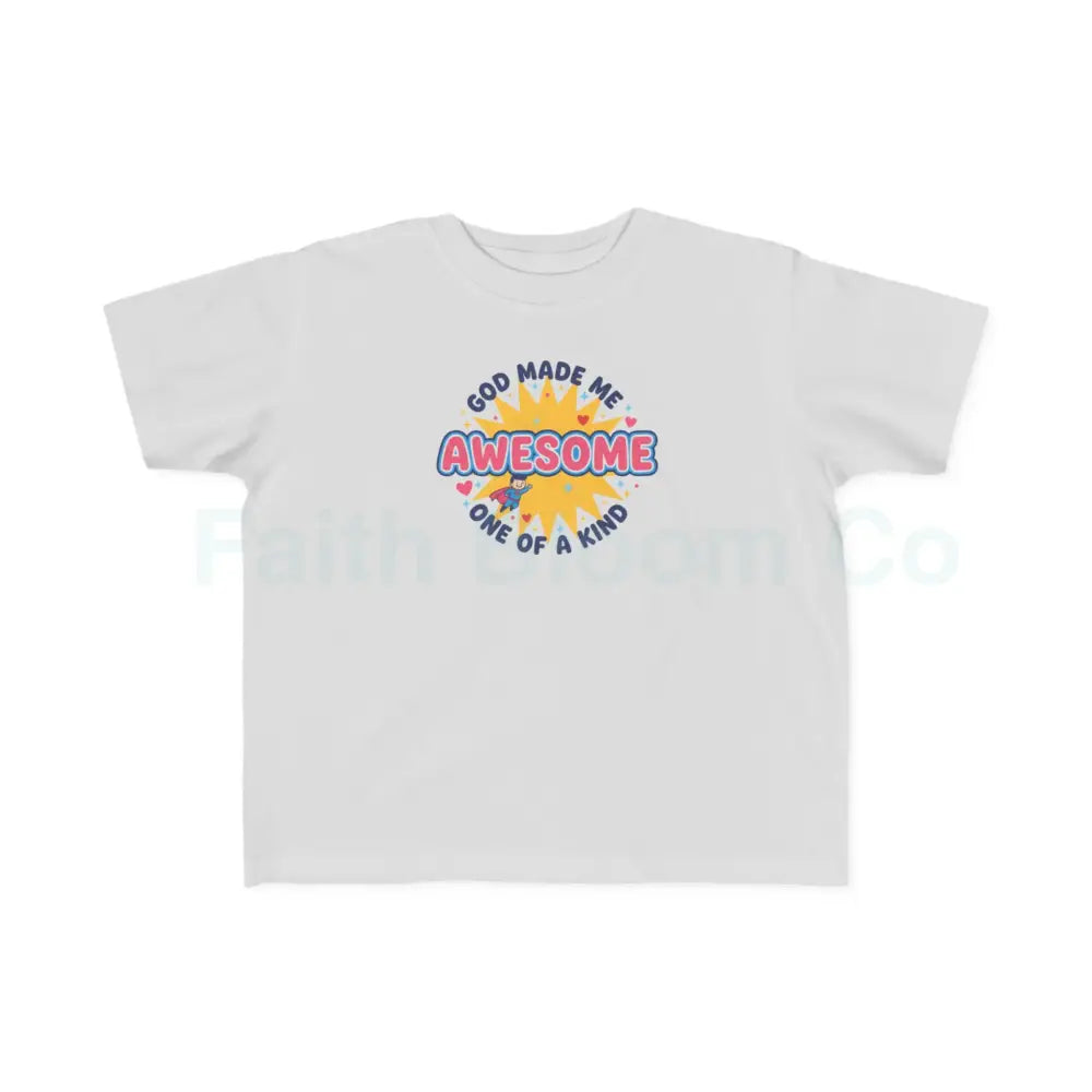 Toddler Graphic Tee - God Made Me Awesome Pop Art Design 2T / Silver Kids clothes