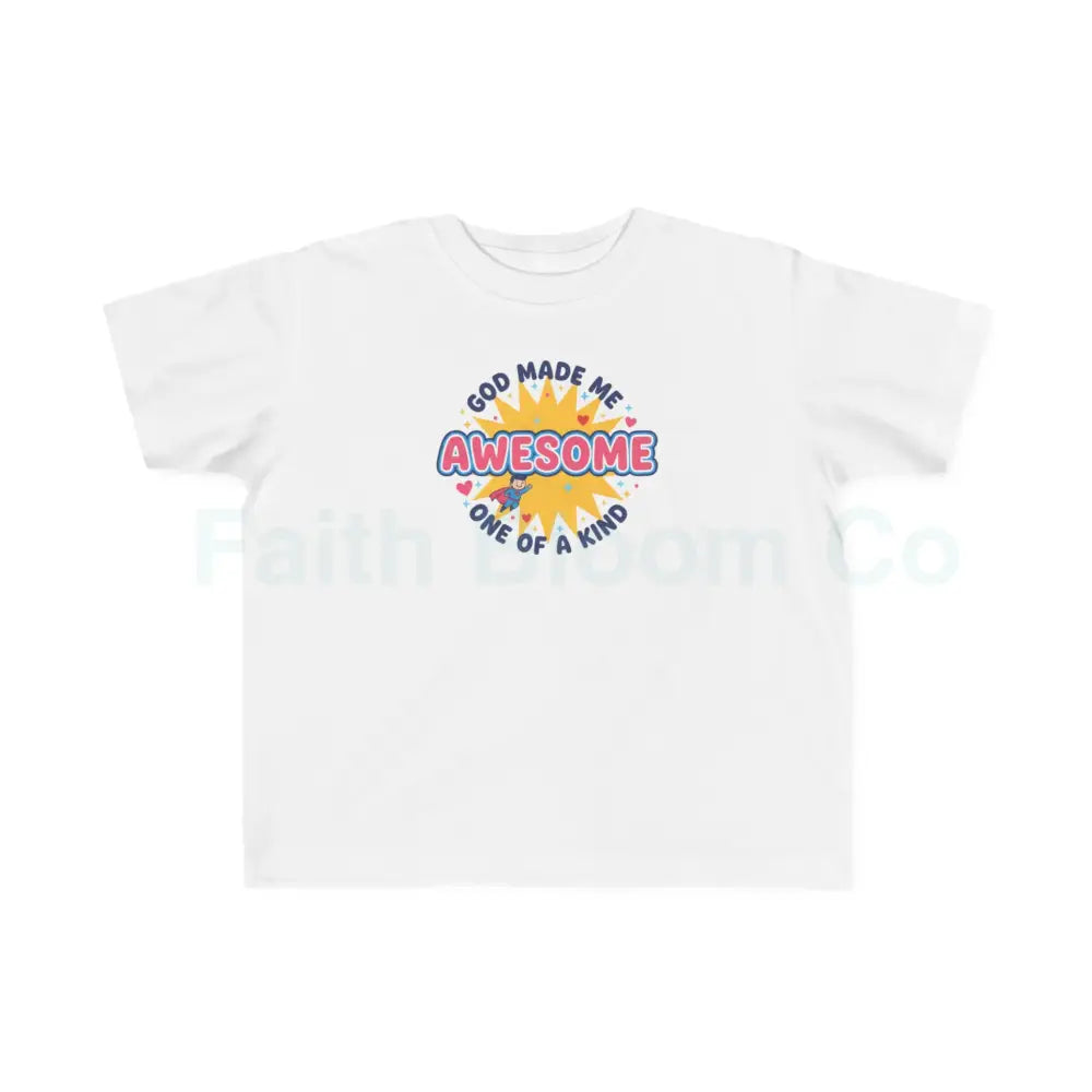 Toddler Graphic Tee - God Made Me Awesome Pop Art Design 2T / White Kids clothes