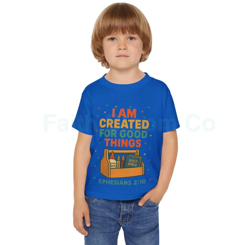 Toddler T-Shirt - Created for Good Things Inspirational Gift Kids’ Christian Apparel Bible Verse Tee Ephesians 2:10
