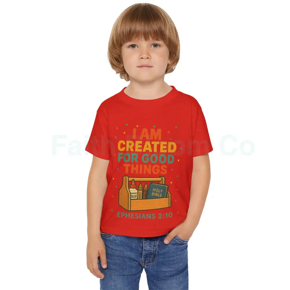 Toddler T-Shirt - Created for Good Things Inspirational Gift Kids’ Christian Apparel Bible Verse Tee Ephesians 2:10
