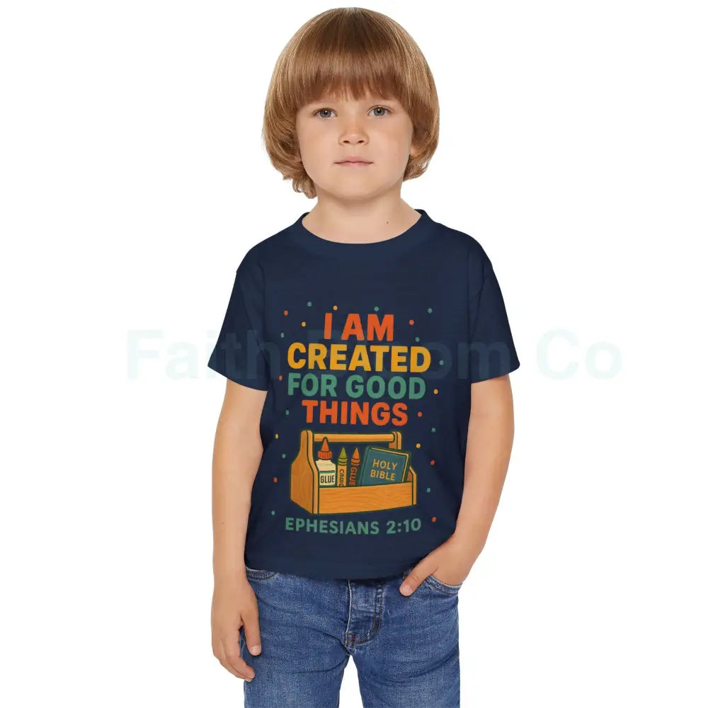Toddler T-Shirt - Created for Good Things Inspirational Gift Kids’ Christian Apparel Bible Verse Tee Ephesians 2:10