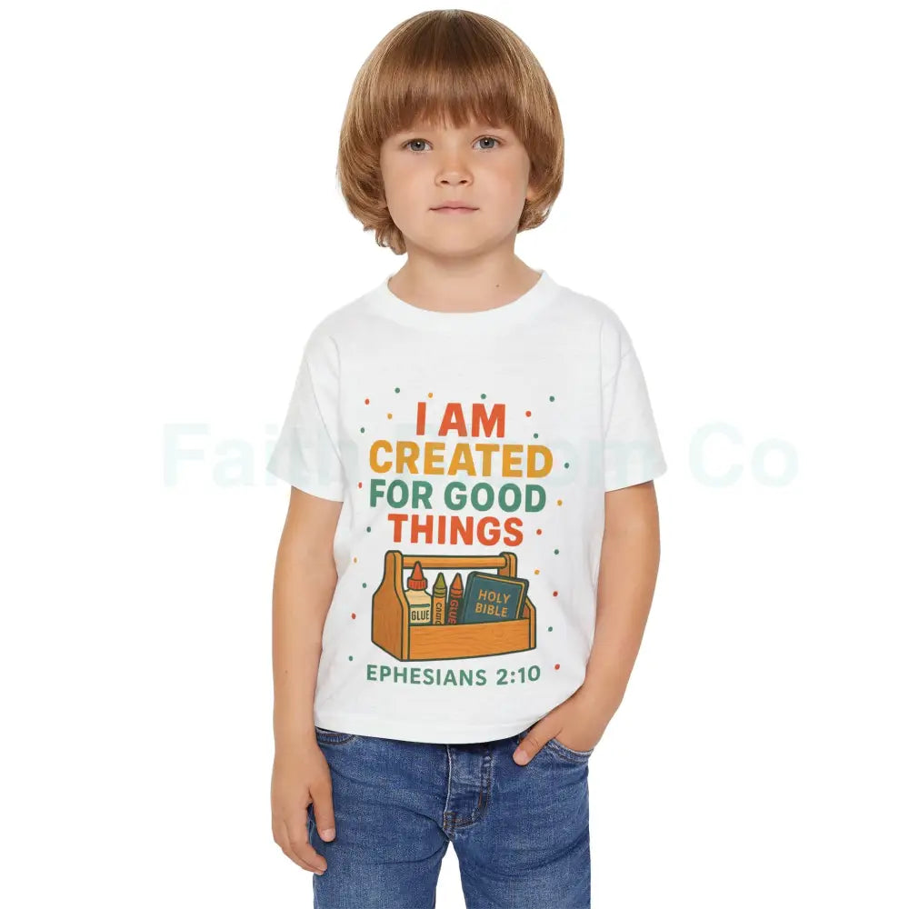 Toddler T-Shirt - Created for Good Things Inspirational Gift Kids’ Christian Apparel Bible Verse Tee Ephesians 2:10