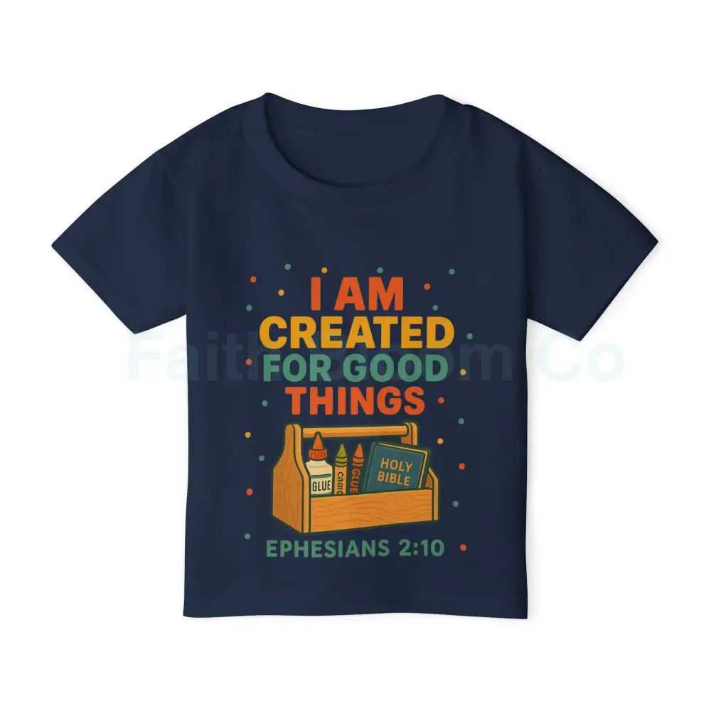 Toddler T-Shirt - Created for Good Things Inspirational Gift Kids’ Christian Apparel Bible Verse Tee Ephesians 2:10