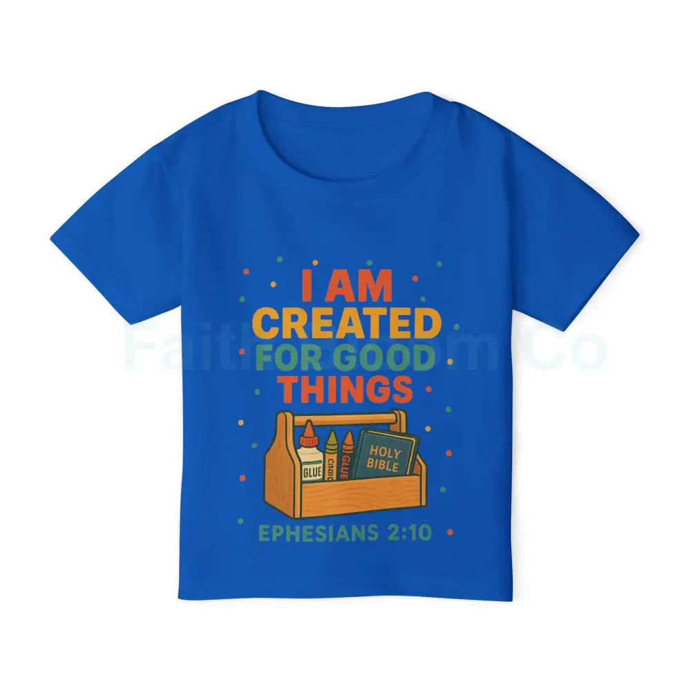 Toddler T-Shirt - Created for Good Things Inspirational Gift Kids’ Christian Apparel Bible Verse Tee Ephesians 2:10