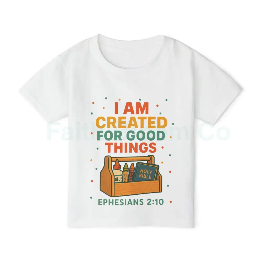 Toddler T-Shirt - Created for Good Things Inspirational Gift Kids’ Christian Apparel Bible Verse Tee Ephesians 2:10