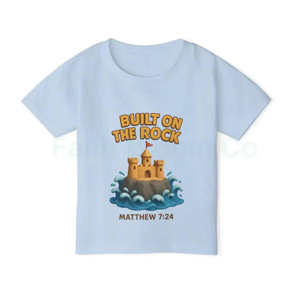Toddler T-Shirt Featuring Cute Castle Design - Built on the Rock Matthew 7:24 Kids Gift Birthday Shirt Faith-Based