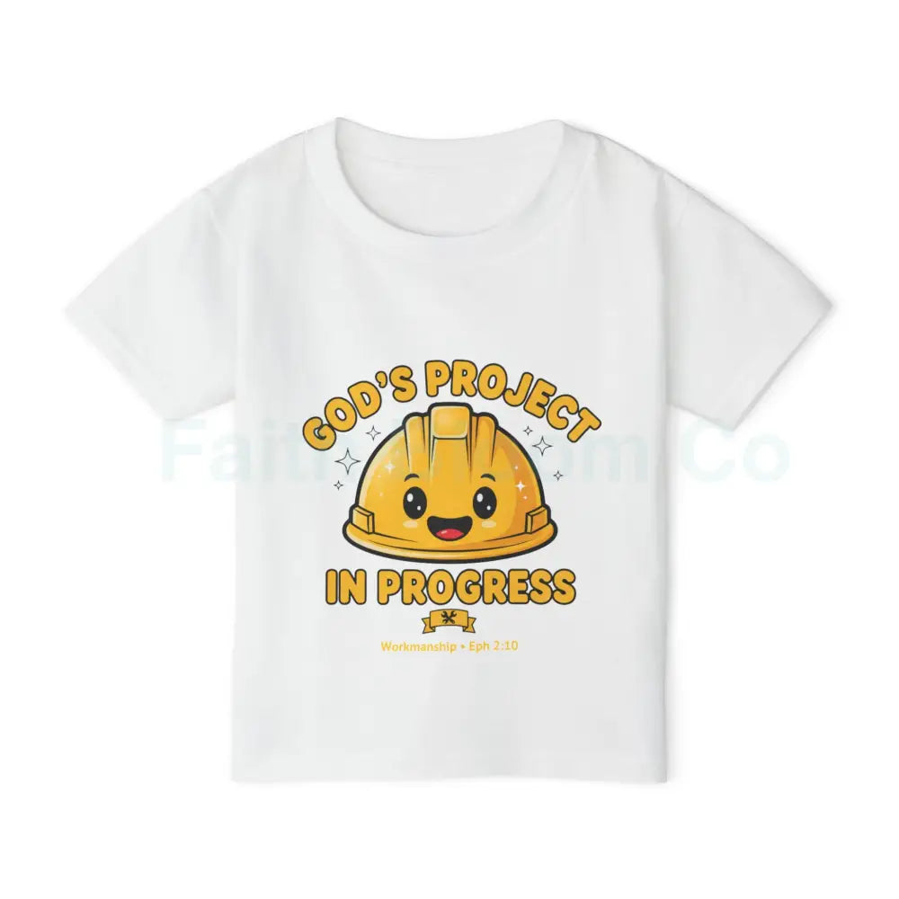 Toddler T-shirt God’s Project Construction Theme Navy Blue Yellow White White / 2T Kids clothes