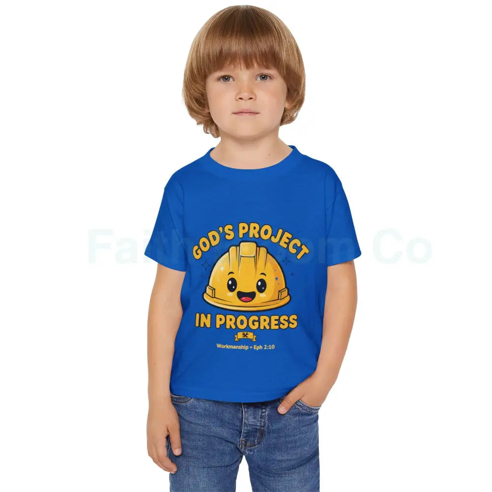 Toddler T-shirt God’s Project Construction Theme Navy Blue Yellow White Kids clothes