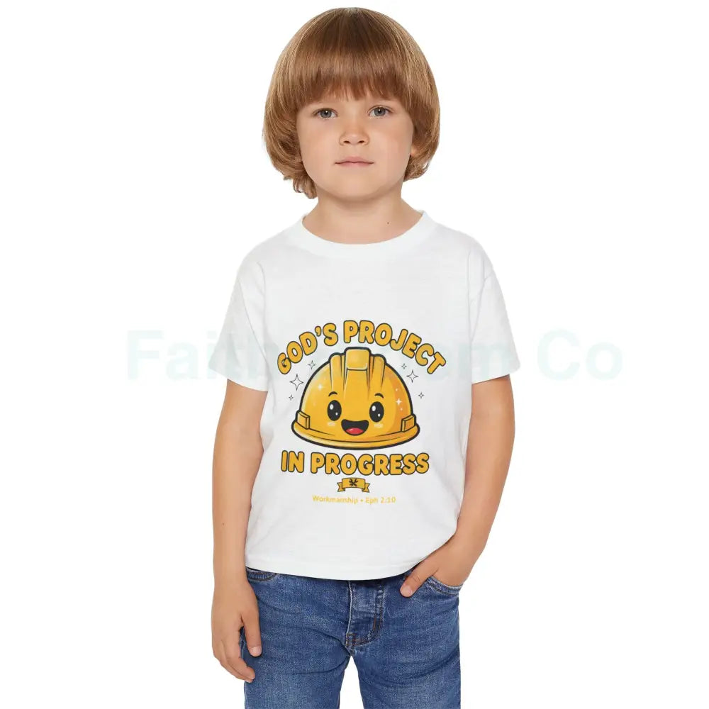 Toddler T-shirt God’s Project Construction Theme Navy Blue Yellow White Kids clothes