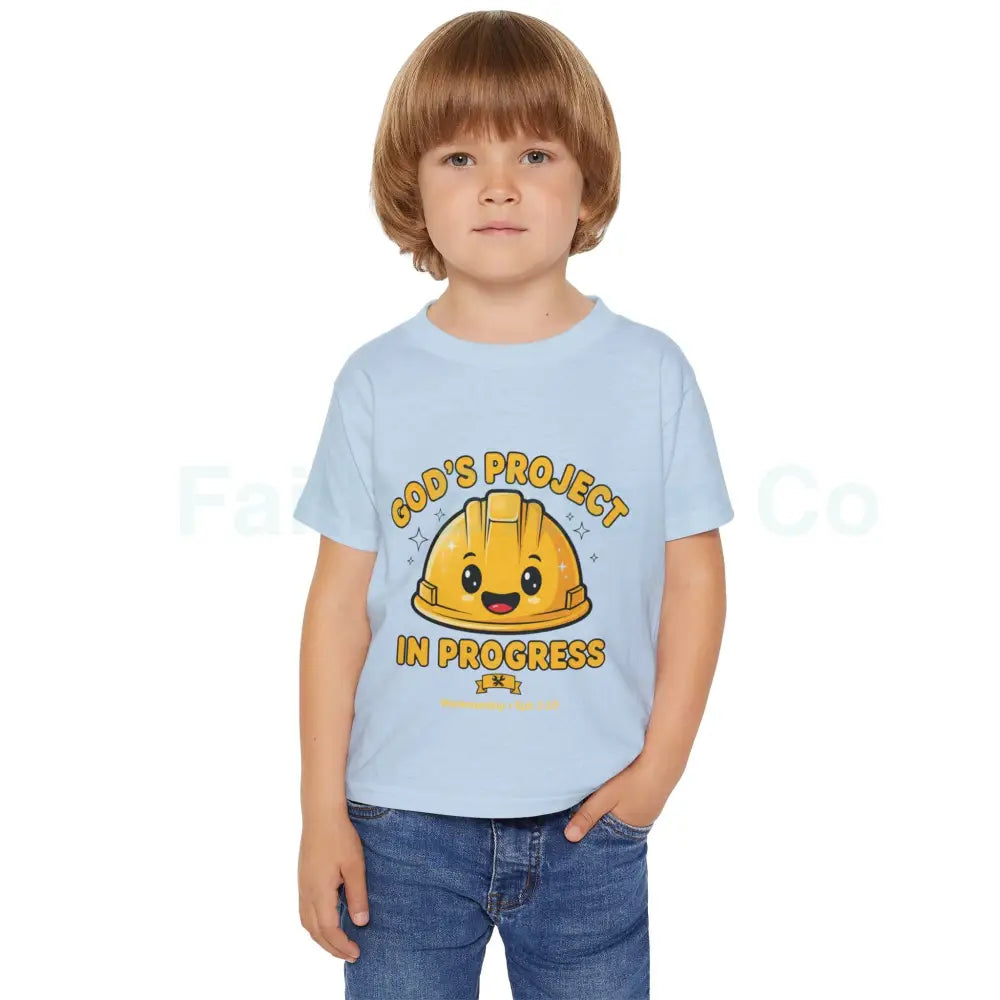 Toddler T-shirt God’s Project Construction Theme Navy Blue Yellow White Kids clothes