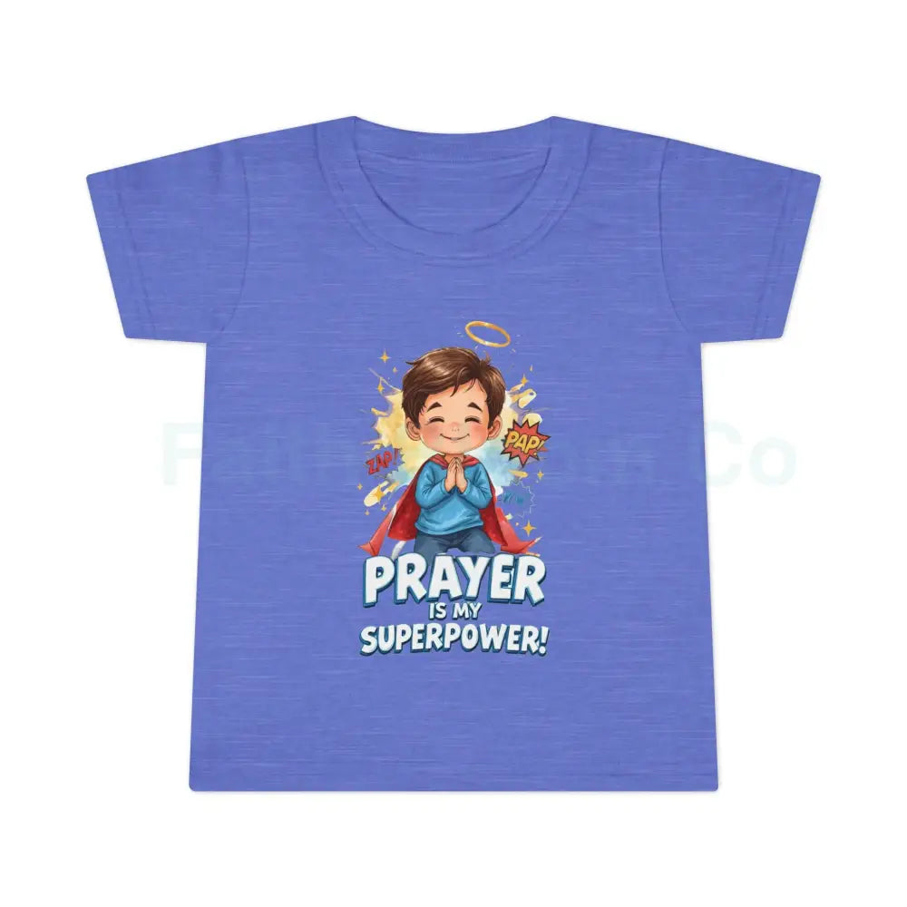 Toddler T-shirt — ’Prayer Is My Superpower’ Superhero Graphic Heather Royal / 2T Kids clothes