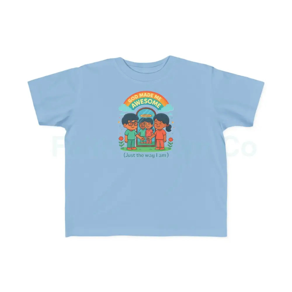 Toddler’s Awesome Tee Kids T-Shirt Rainbow Shirt Birthday Gift Playful Apparel Fun Children’s Clothing 2T / Light Blue