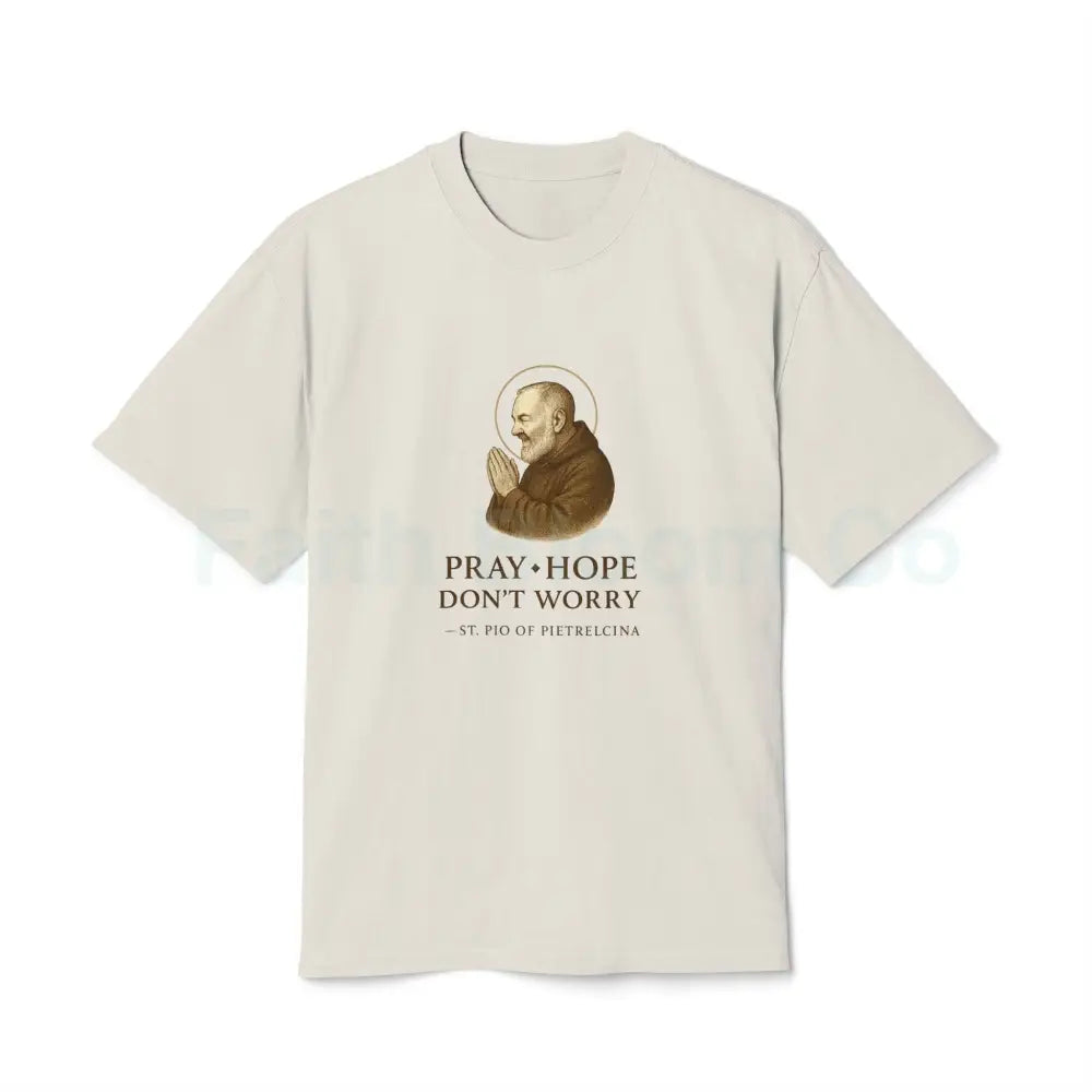 Trust in God: Padre Pio Inspirational T-Shirt Faded Bone / S T-Shirt