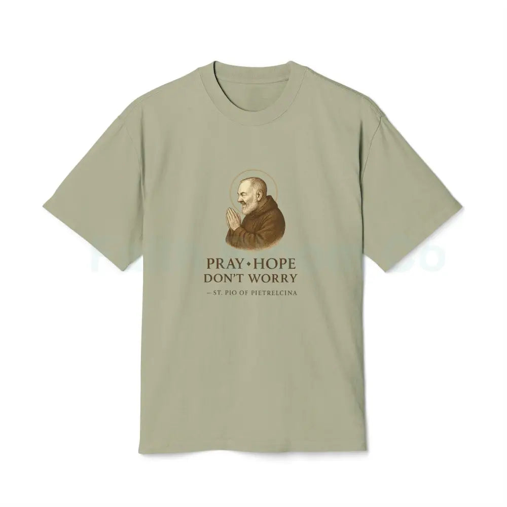 Trust in God: Padre Pio Inspirational T-Shirt Faded Eucalyptus / S T-Shirt