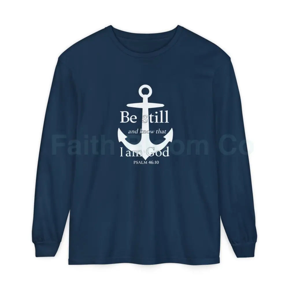 Unisex Garment-dyed Long Sleeve T-Shirt True Navy / S Long-sleeve