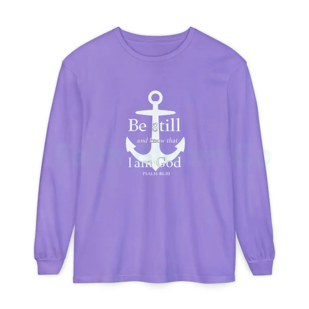 Unisex Garment-dyed Long Sleeve T-Shirt Violet / S Long-sleeve