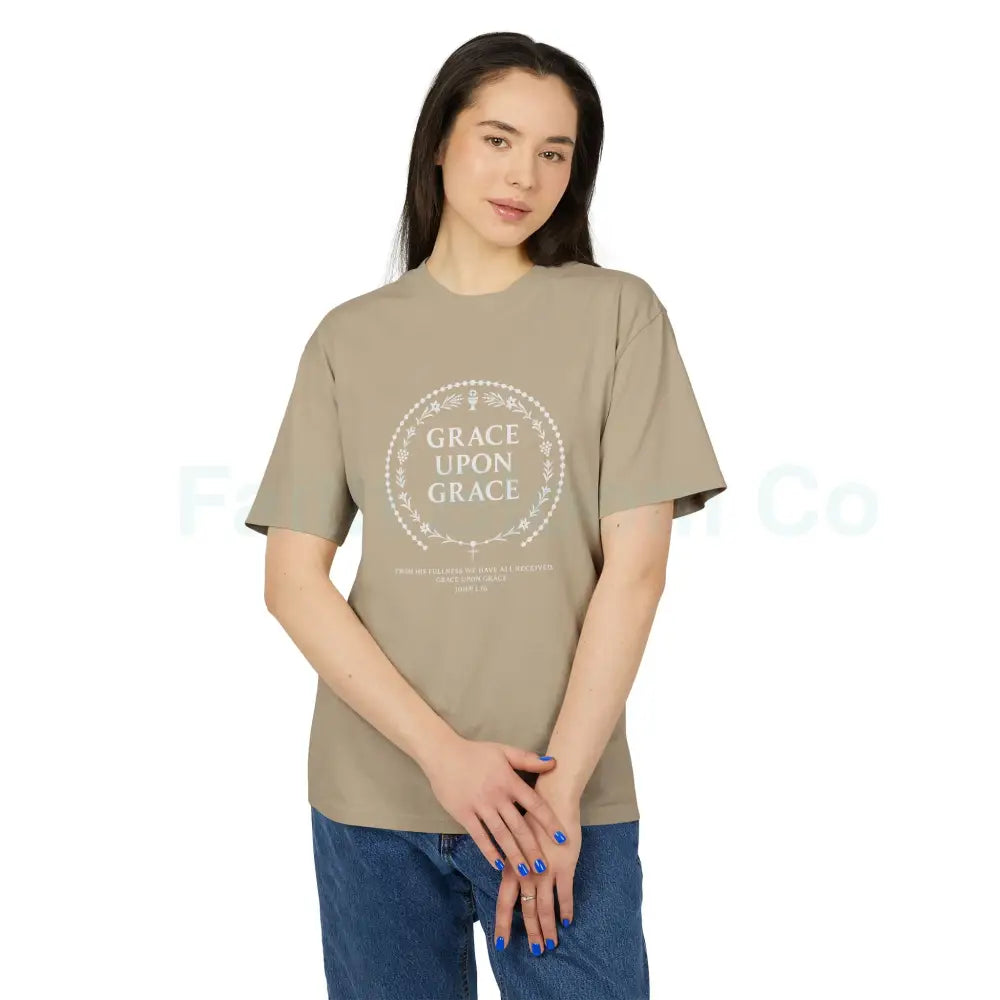 Unisex Heavy Faded Tee - Inspirational Grace Upon Grace Shirt Motivational Gift Casual Wear Everyday Comfort Perfect