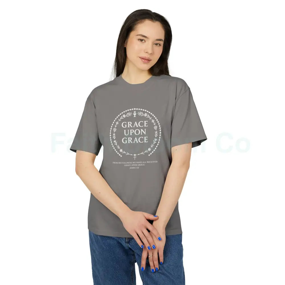 Unisex Heavy Faded Tee - Inspirational Grace Upon Grace Shirt Motivational Gift Casual Wear Everyday Comfort Perfect