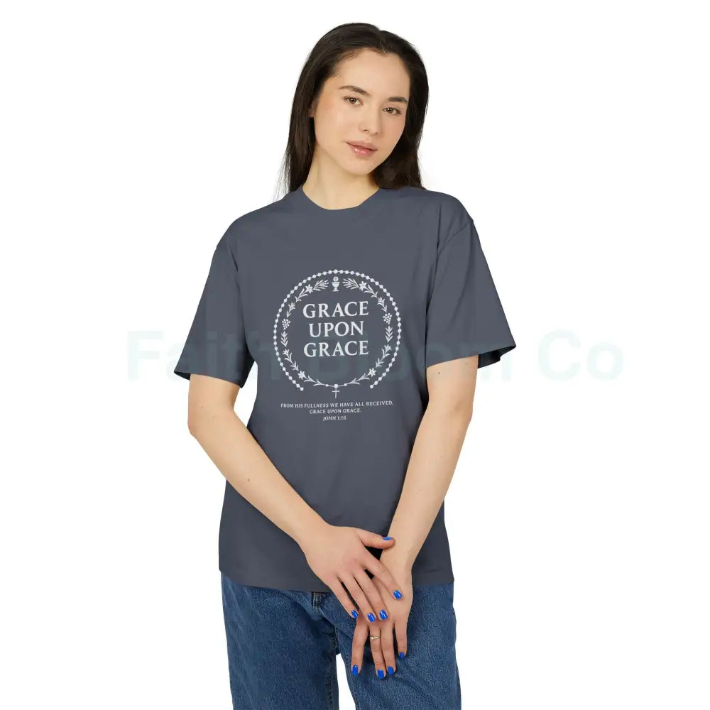 Unisex Heavy Faded Tee - Inspirational Grace Upon Grace Shirt Motivational Gift Casual Wear Everyday Comfort Perfect