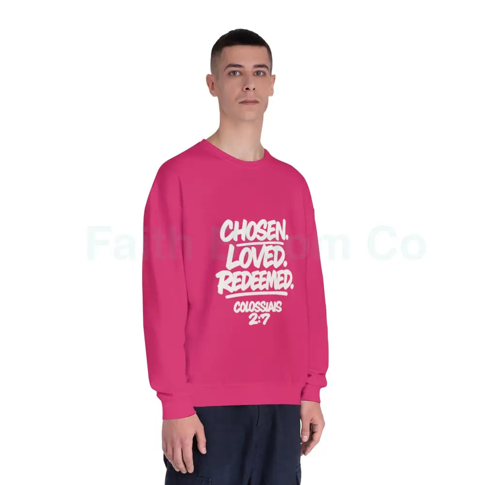 Unisex Inspirational Sweatshirt | Chosen Loved Redeemed | Cozy Christian Apparel | Gift for Faith Lovers | Everyday