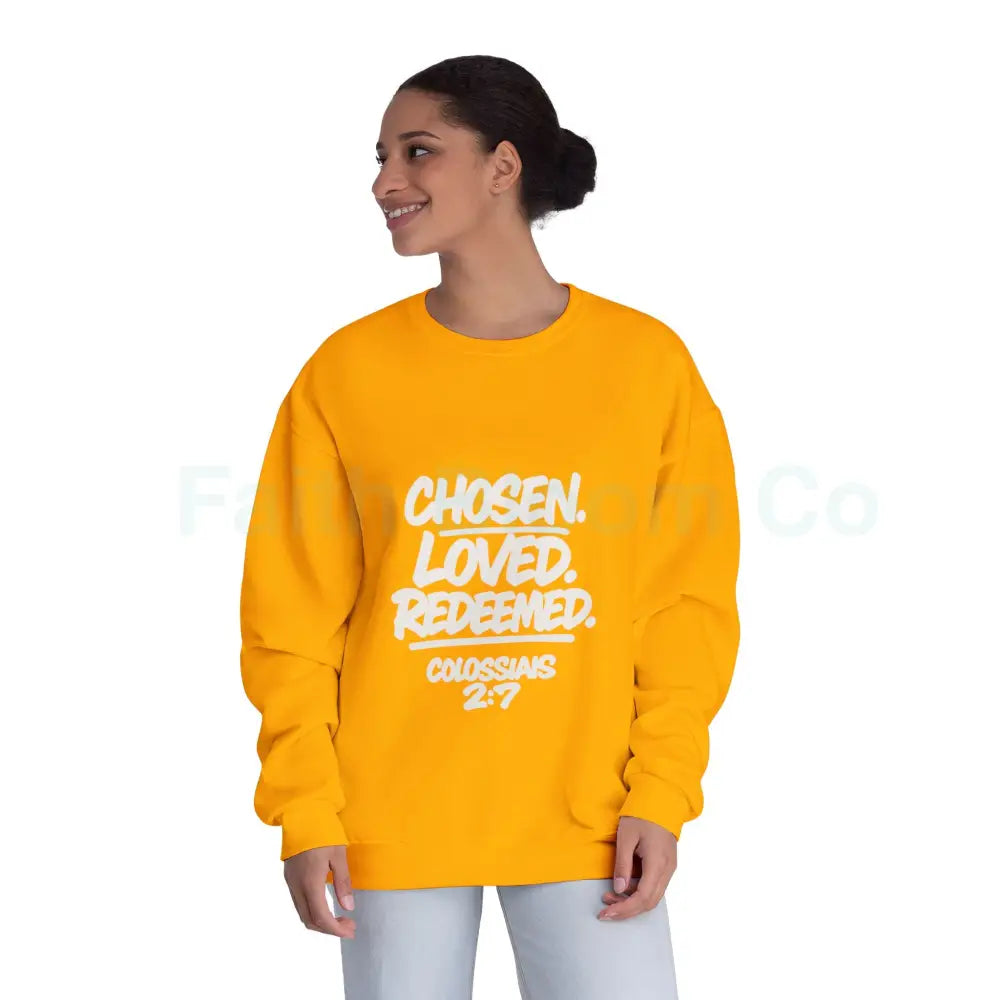 Unisex Inspirational Sweatshirt | Chosen Loved Redeemed | Cozy Christian Apparel | Gift for Faith Lovers | Everyday