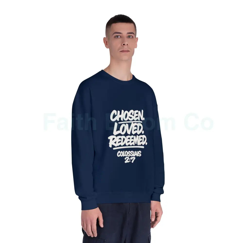 Unisex Inspirational Sweatshirt | Chosen Loved Redeemed | Cozy Christian Apparel | Gift for Faith Lovers | Everyday