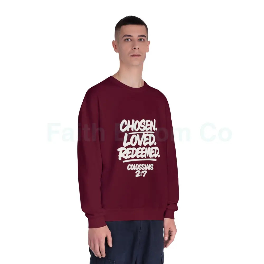 Unisex Inspirational Sweatshirt | Chosen Loved Redeemed | Cozy Christian Apparel | Gift for Faith Lovers | Everyday