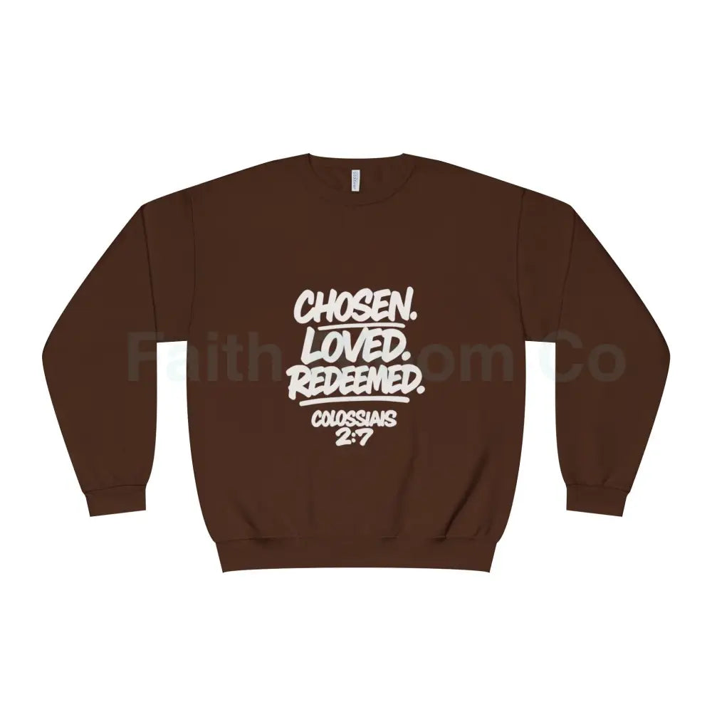 Unisex Inspirational Sweatshirt | Chosen Loved Redeemed | Cozy Christian Apparel | Gift for Faith Lovers | Everyday