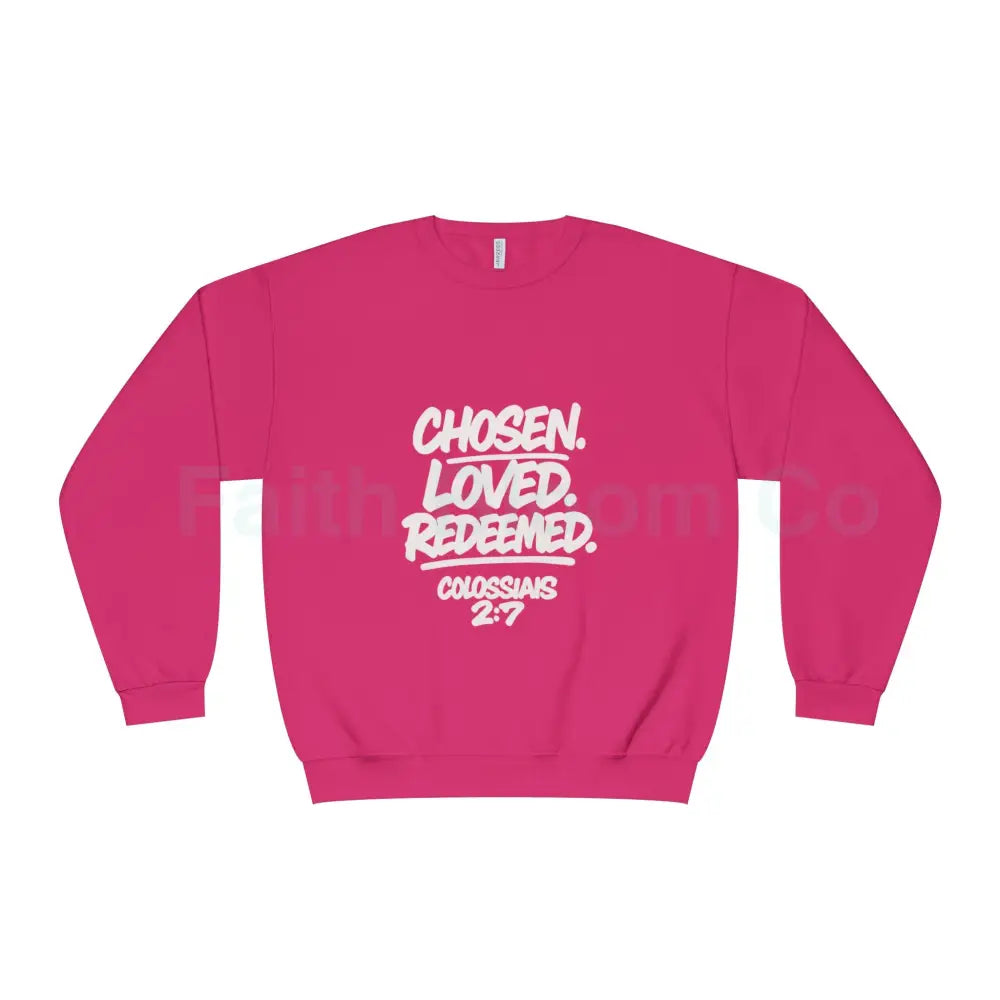 Unisex Inspirational Sweatshirt | Chosen Loved Redeemed | Cozy Christian Apparel | Gift for Faith Lovers | Everyday