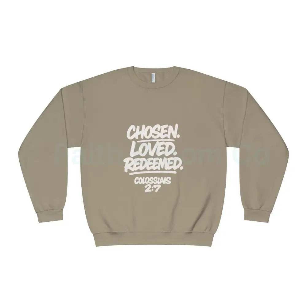Unisex Inspirational Sweatshirt | Chosen Loved Redeemed | Cozy Christian Apparel | Gift for Faith Lovers | Everyday