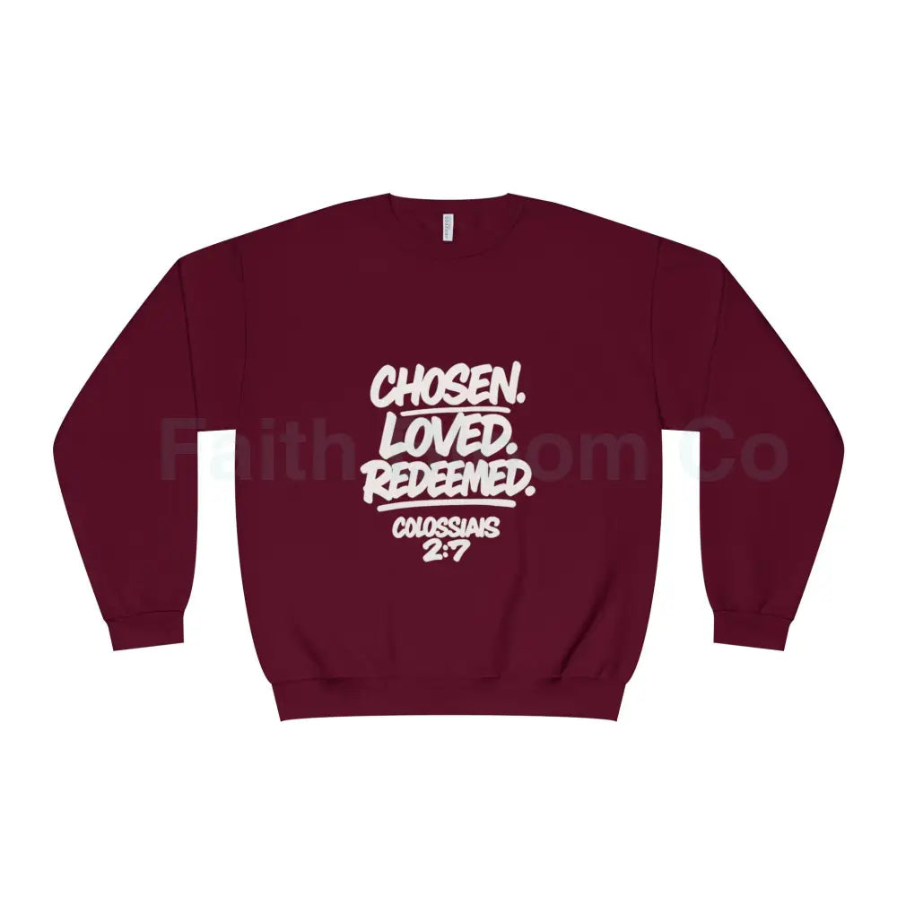Unisex Inspirational Sweatshirt | Chosen Loved Redeemed | Cozy Christian Apparel | Gift for Faith Lovers | Everyday
