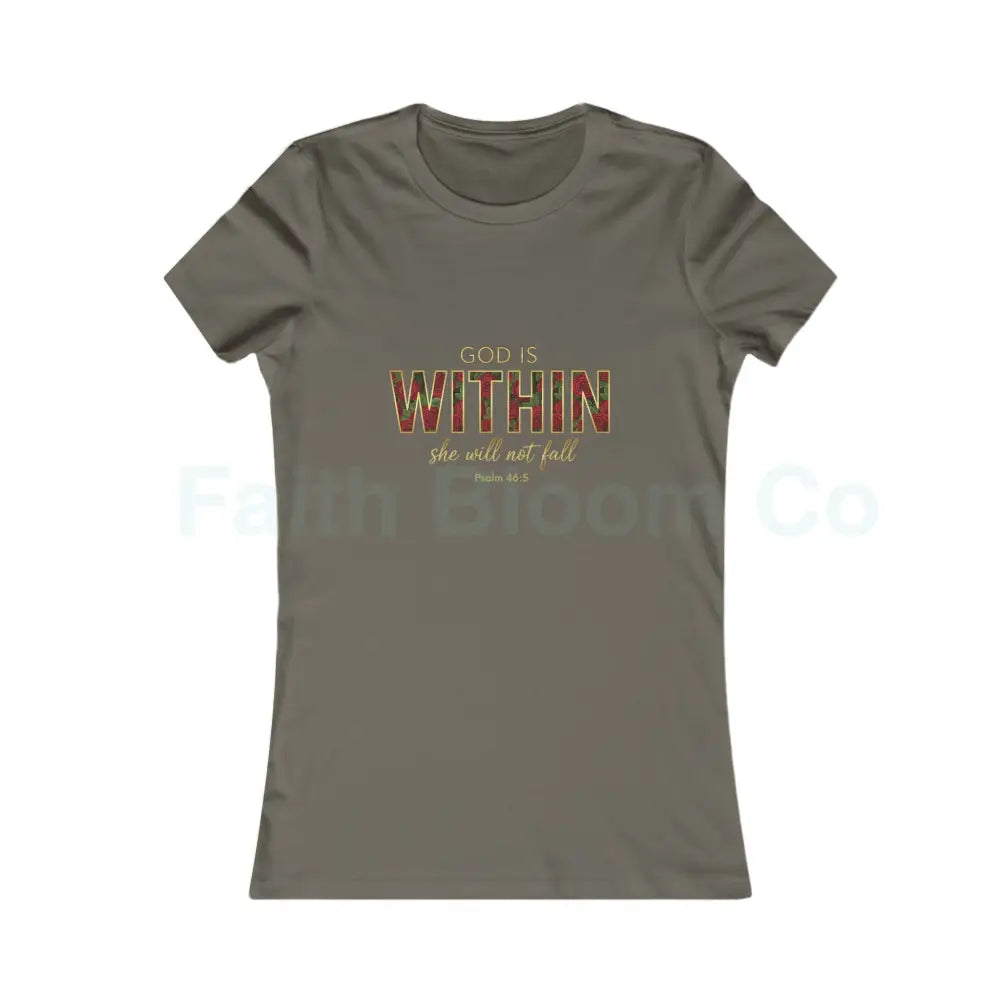 Women’s Tee — ’God Is WITHIN’ Floral Psalm 46:5 Faith Tee T-Shirt