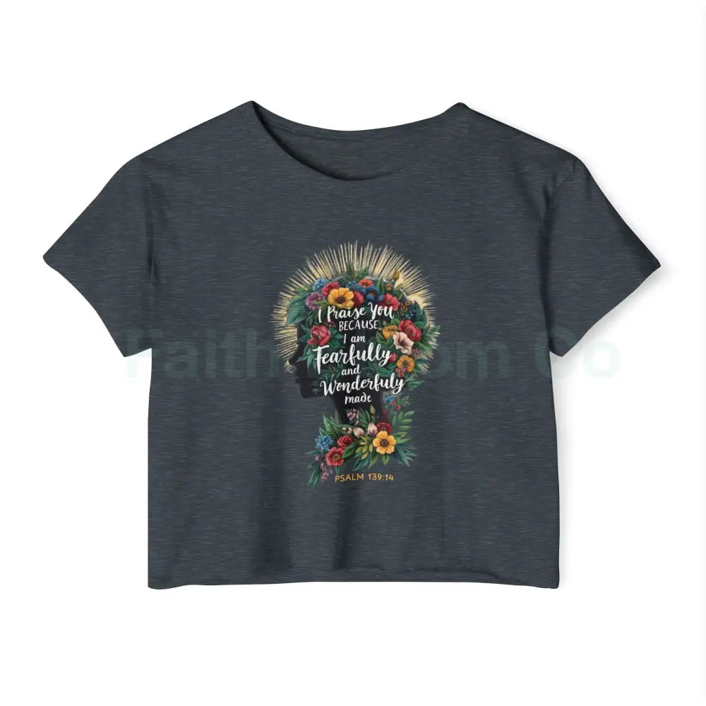 ’Wonderfully Made’ Crop Top XS / Antique Denim T-Shirt