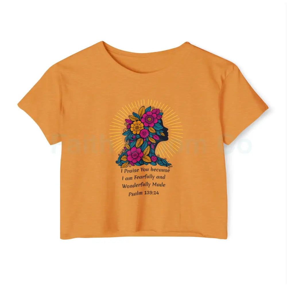 ’Wonderfully Made’ Crop Top XS / Antique Gold T-Shirt