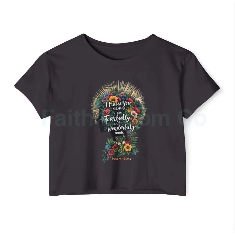 ’Wonderfully Made’ Crop Top XS / Black T-Shirt