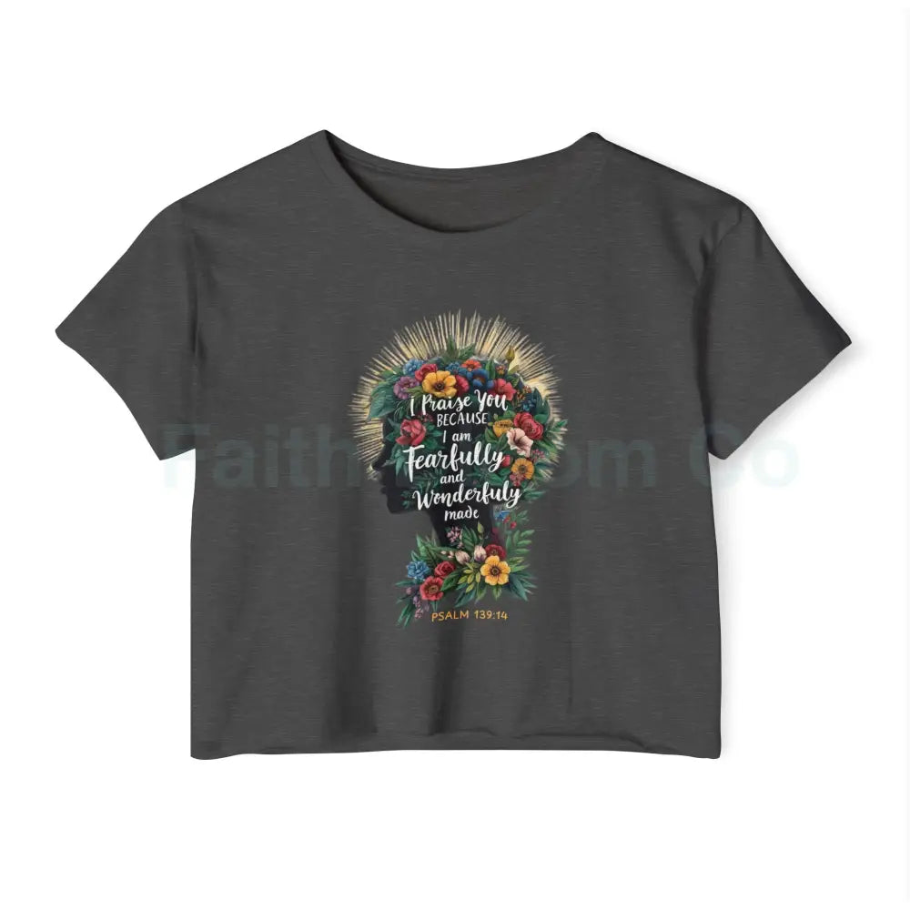 ’Wonderfully Made’ Crop Top XS / Charcoal T-Shirt