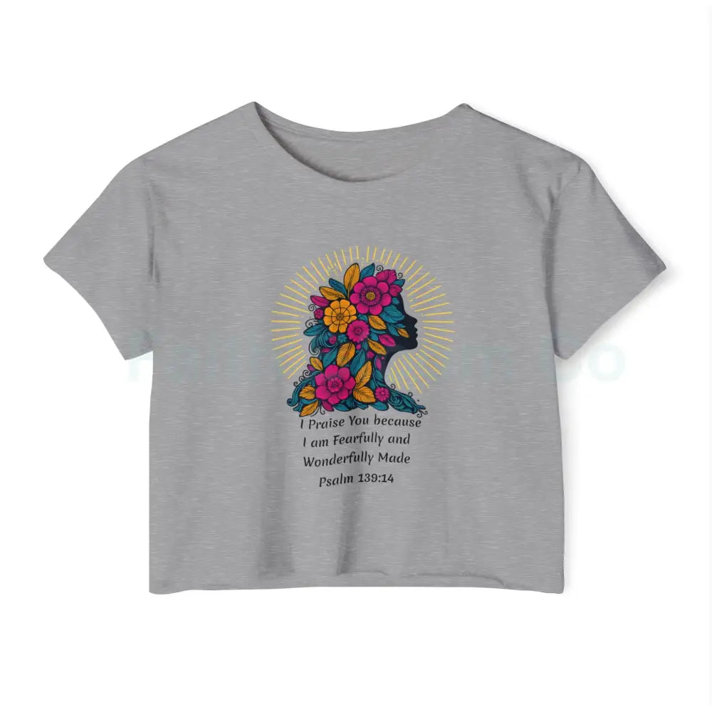 ’Wonderfully Made’ Crop Top XS / Heather Grey T-Shirt