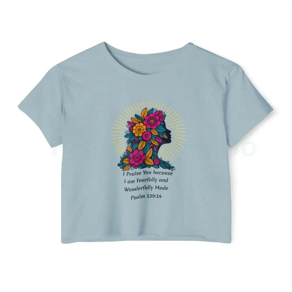 ’Wonderfully Made’ Crop Top XS / Stonewash Denim T-Shirt