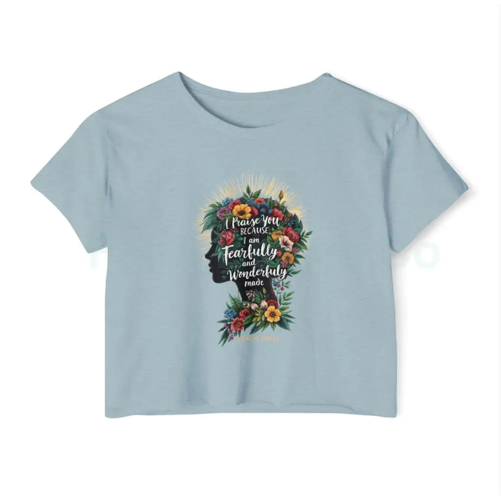 ’Wonderfully Made’ Crop Top XS / Stonewash Denim T-Shirt